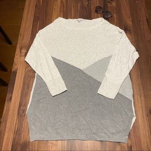 OkWhite and gray long sweater, cotton, acrylic and viscose, size XL (0X)
